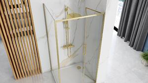 Rea Rapid Fold, rohový sprchový kút 100 (dvere) x 100(stena) x 195 cm, 6mm číre sklo, zlatý profil, KPL-09126