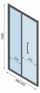 Rea Rapid Fold, rohový sprchový kút 90 (dvere) x 80(stena) x 195 cm, 6mm číre sklo, zlatý profil, KPL-09127