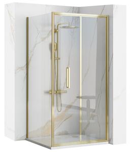Rea Rapid Fold, rohový sprchový kút 80 (dvere) x 80(stena) x 195 cm, 6mm číre sklo, zlatý profil, KPL-09130