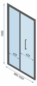 Rea Rapid Fold, rohový sprchový kút 100 (dvere) x 80(stena) x 195 cm, 6mm číre sklo, zlatý profil, KPL-09124