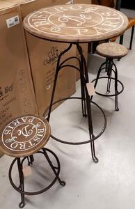 Kovová vytáčací stolička Bistro - Ø 35 * 60 cm