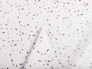Bavlnená látka/plátno Sandra SA-396 Hnedo-béžové konfety na bielom - šírka 160 cm