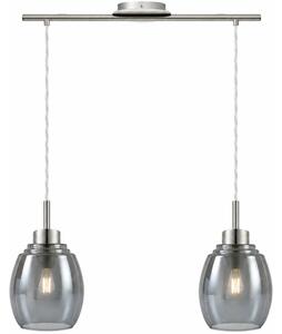 BRILAGI - LED luster na lanku RETRO GLASS 2xE27/60W/230V matný chróm/dymovo šedá