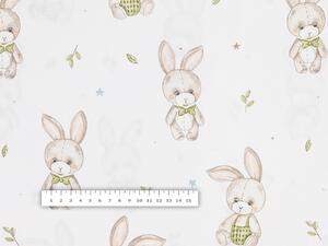 Detská bavlnená látka/plátno Sandra SA-401 Zajačiky na bielom - šírka 160 cm