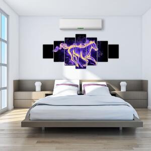 Abstraktný obraz horiaceho kone (Obraz 210x100cm)