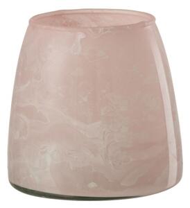 Ružový mramorovaný sklenený svietnik - Ø 9 * 9 cm