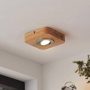 Lindby LED stropné svietidlo Mikari, 14 cm, drevo, otočné