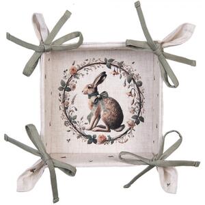 Bavlnený košík na pečivo so zajacom Natural Linen Easter - 35*35*8 cm - Clayre & Eef