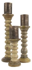Drevený mangový svietnik s vlnením dreva - Ø 10 * 20cm