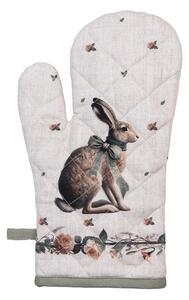 Bavlnená chňapka rukavice so zajacom Natural Linen Easter - 18*30 cm - Clayre & Eef