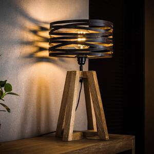 Stolová lampa Crossround s drevenou trojnožkou, Hnedá / hrdzavá, Obývacia izba / jedáleň, kov, Vintage, Stojacie svietidlo