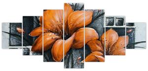 Obraz oranžovej kvety (Obraz 210x100cm)