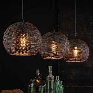 Závesná lampa Setengah 3-pl., tienidlá okrúhle, Hnedá / hrdzavá, Obývacia izba / jedáleň, kov, Vintage, Závesné svietidlo