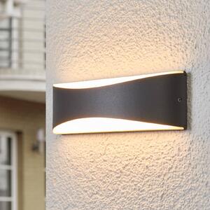 Lucande LED vonkajšie nástenné svietidlo Akira, antracit, kov, 23 cm