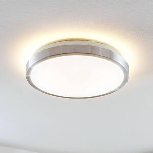 Lindby LED stropné svietidlo Emelie, Ø 35 cm, farba hliníka, kov, Hliník / sivá / zinok, Obývacia izba / jedáleň, Hliník, Moderný, Závesné svietidlo