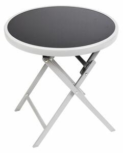 Záhradný bistro stolík, skladací, Ø 45 cm, čierna tónovaná