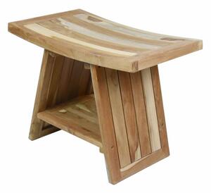 Stolička DIVERO, masívny neošetrený teak, 60 x 35 x 45 cm
