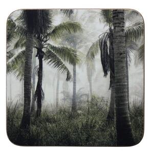 6k pevné korkové podtácky s palmami Jungle in Fog - 10*10*0,4cm