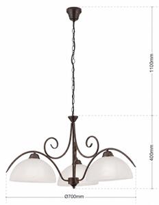 Orion - Luster na reťazi RULA 3xE27/40W/230V pr. 70 cm biela/bronz