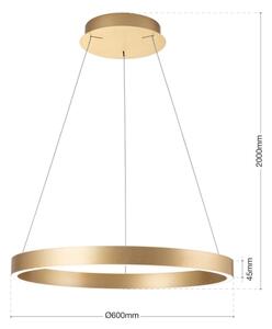 Orion - LED stmievateľný závesný luster na lanku KOLK, LED 60 W, 230 V, 2700/3000/4000 K, priemer 60 cm, zlatá