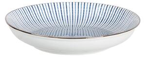 Hlboký tanier s modrým zdobením BlueLine - Ø 20 * 4 cm