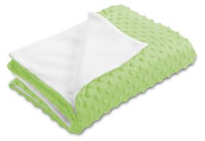 Biante Detská obojstranná deka Minky bodky/Polar MKP-005 Pastelová svetlo zelená 75x100 cm