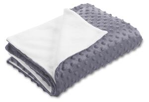 Biante Detská obojstranná deka Minky bodky/Polar MKP-004 Tmavo sivá 75x100 cm