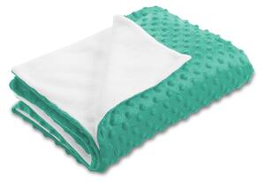 Biante Detská obojstranná deka Minky bodky/Polar MKP-047 Tyrkysovo zelená 75x100 cm