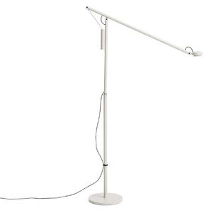 HAY LED stojacia lampa Fifty-Fifty, sivá, výška 135 cm, stmievateľná, Hliník / sivá / zinok, Obývacia izba / jedáleň, Hliník, Dizajn, Stojaca lampa
