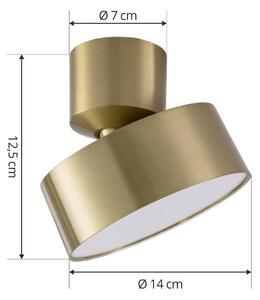 Lindby LED reflektor Nivoria, Ø 14 cm, zlatá farba, otočný, Mosadz / zlato, Obývacia izba / jedáleň, Hliník, Moderný, Stropné svetlo polkruhové s priestorom