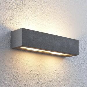 Lindby Nástenné svetlo Nellie, sivá, betón, šírka 35,3 cm, Hliník / sivá / zinok, Obývacia izba / jedáleň, Betón, Moderný, Nástenné svietidlo