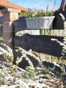Závesný ratanový balkónový kvetináč antik biela - 46cm