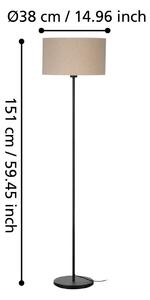 Stojacia lampa Feniglia ľanové tienidlo prírodná, Krémová / jantárovo žltá, Obývacia izba / jedáleň, Textil / látka / hodváb, Stojaca lampa