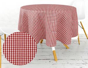 Ervi bavlnený obrus na stôl okrúhly - Tradičná kocka - Červená
