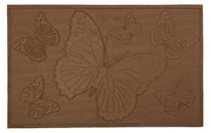 Clayre & Eef Hnedá rohožka s motýľom - 75*45*1 cm
