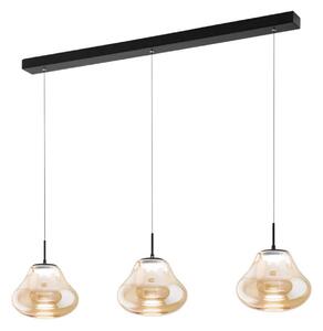 LED závesné svietidlo Deva, 3-pl., 115 cm, jantárové, stmievateľné, Krémová / jantárovo žltá, Obývacia izba / jedáleň, Sklo, Moderný, Závesné svietidlo