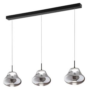 LED závesné svietidlo Deva, 3-pl., 115 cm, sivá, stmievateľné, Hliník / sivá / zinok, Obývacia izba / jedáleň, Sklo, Moderný, Závesné svietidlo