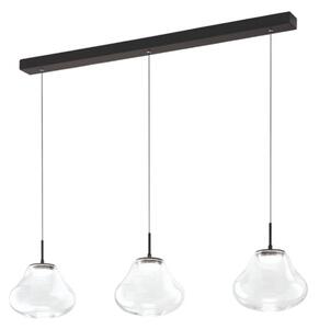 LED závesné svietidlo Deva, 3-pl., 115 cm, číre, stmievateľné, Jasné / priehľadné, Obývacia izba / jedáleň, Sklo, Moderný, Závesné svietidlo
