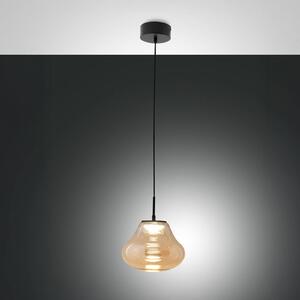 LED závesné svietidlo Deva, jantárové, sklo, Ø 25 cm, stmievateľné, Krémová / jantárovo žltá, Obývacia izba / jedáleň, Sklo, Moderný, Závesné svietidlo