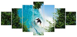 Abstraktný obraz surfistov (Obraz 210x100cm)