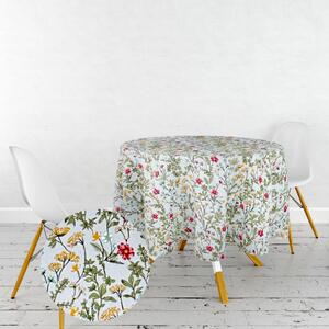 Ervi bavlnený obrus na stôl okrúhly - Poľné kvety na šedom