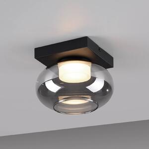 SCHÖNER WOHNEN stropné LED svetlo Sia, dymovo sivá 3 000 K, Hliník / sivá / zinok, Obývacia izba / jedáleň, Sklo, Moderný, Stropné svetlo polkruhové s priestorom