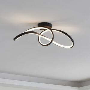 EGLO connect LED stropné svietidlo Calarossa-Z, čierna farba, hliník, Čierna, Obývacia izba / jedáleň, Hliník, Moderný