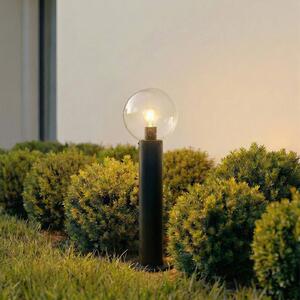 Lindby Podlahová lampa Dangan, čierna/číra, výška 60 cm, sklo, Jasné / priehľadné, Sklo, Moderný, Vonkajčie stĺpové osvetlenie