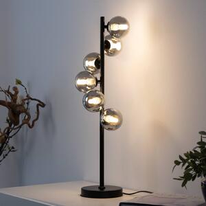 Schöner Wohnen stolová lampa Dubai, dymové sklo, 6-pl., G9, Čierna, Obývacia izba / jedáleň, kov, Moderný