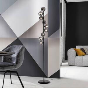 Schöner Wohnen stojacia lampa Dubai, dymové sklo, 9-pl., G9, Čierna, Obývacia izba / jedáleň, kov, Moderný