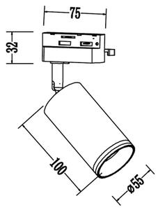 Bodové svietidlo pre 1-fázový lištový systém PIPE 1xGU10/10W/230V čierne