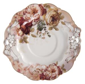 Porcelánový kvetovaný šálka s tanierikom Franck - 13*9*7 / Ø 15*1 cm / 0.2L