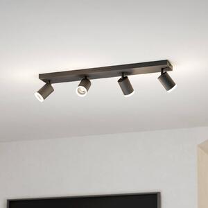 EGLO connect Smart LED bodové svetlá Melitello-Z, 4-pl., čierne, Čierna, Obývacia izba / jedáleň, Hliník, Moderný, Stropné svetlo