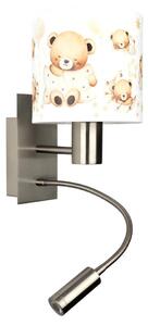 Brilagi - LED flexibilná lampa BOBO 1xE27/25W/230V + LED/3W m. chróm/biela/medvedíky